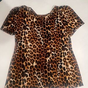 Express Leopard Print Short Sleeve Top in Med